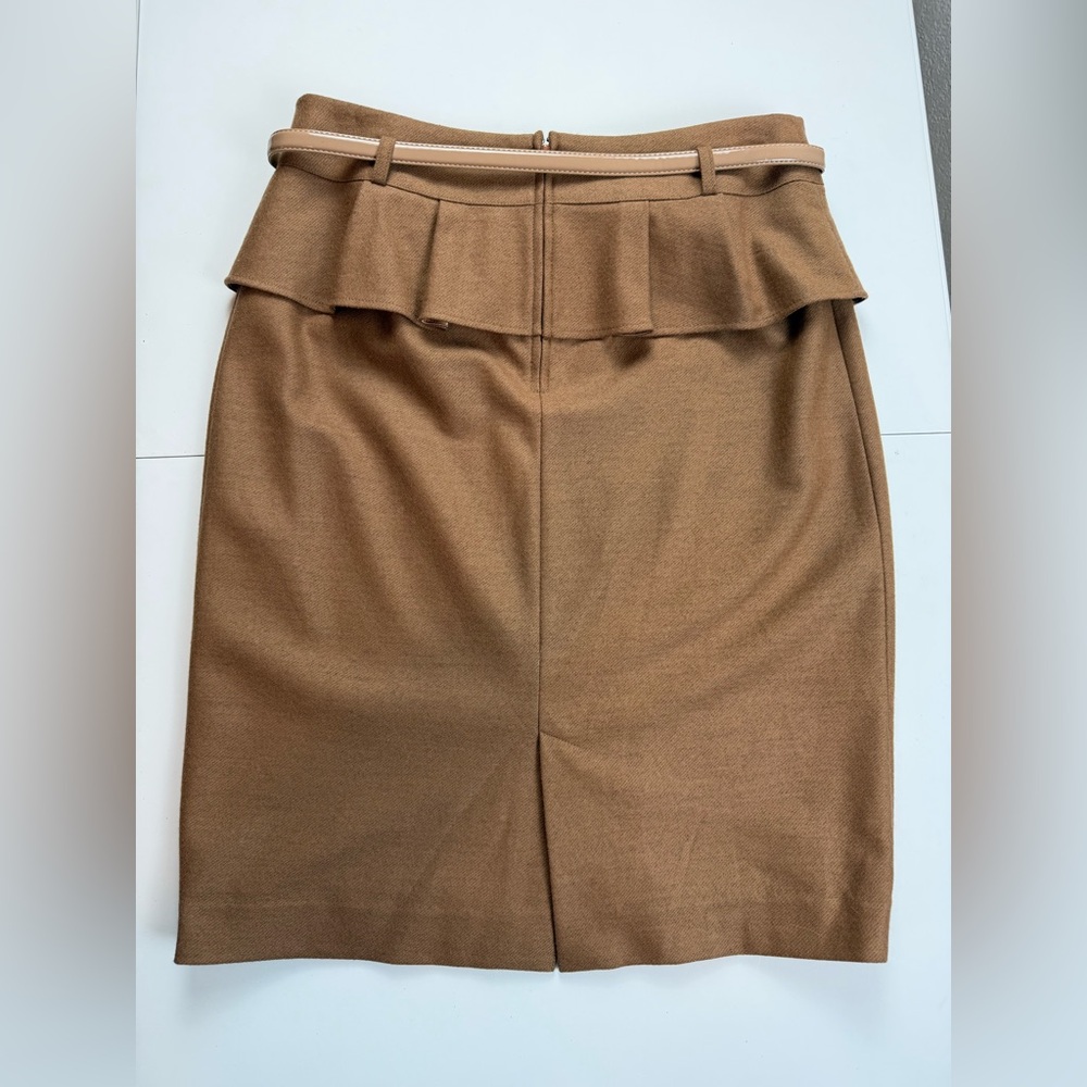 Naracamicie-90's/Y2K Vintage, Camel, Ruffle Waist, Wool, Pencil Skirt.‎ Size-3 - Picture 7 of 7